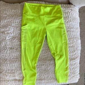 Fabletics Neon Yellow On-The-Go PowerHold® High-Waisted Capri